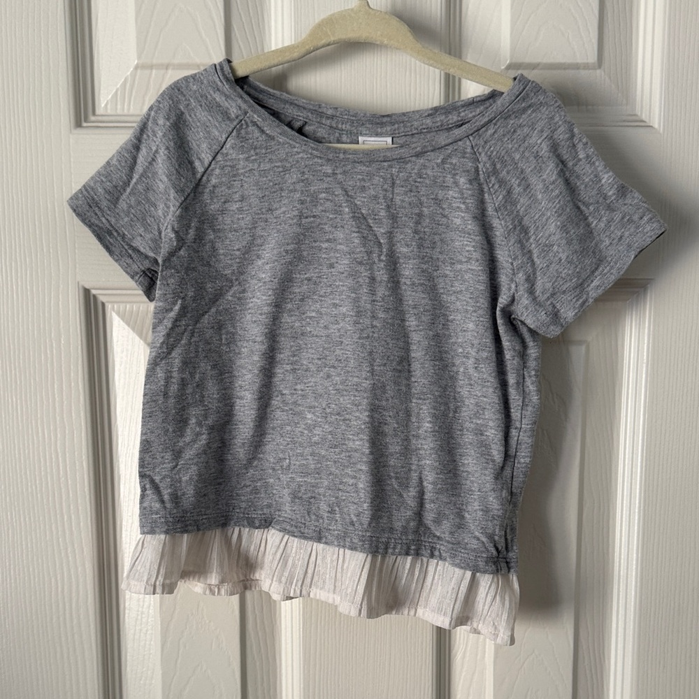 GAP Gray Kids Tee with Ruffle Hem
